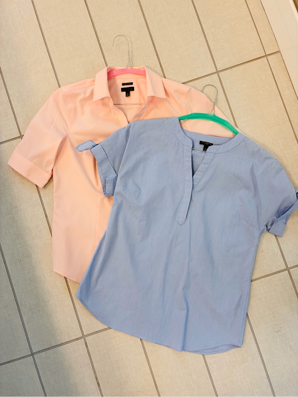 Set of 2 Talbots Pink and Blue Short Sleeve Shirts size S/2